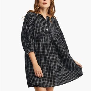Able Nico Swing Dress Black Grid Plaid Size L